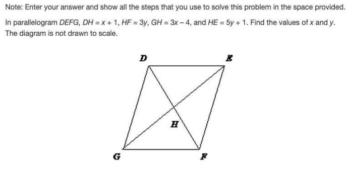 In parallelogram defg dh x 1 hf 3y