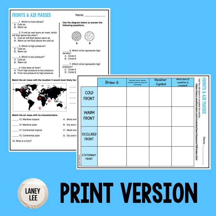Weather fronts and air masses webquest
